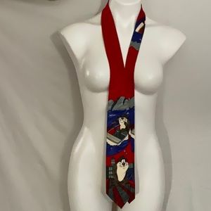 TAZ Mens Tie Warner Brothers Novelty Looney Tones TAZ-Mania  Devil Vintage